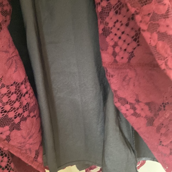 Lulu's Molinetto Lace Ruffled Tiered Sleeveless Maxi Dress in Burgundy, Size S - Picture 11 of 14